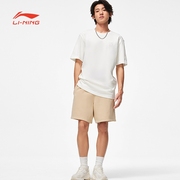 李宁短袖男子夏季运动潮流时尚系列舒适纯棉常规T恤文化衫AHST205