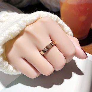 钛钢18k不掉色玫瑰金戒指女轻奢小众设计高级感情侣对戒指环礼物