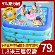 儿童充气游泳池家用大型婴儿宝宝洗澡桶折叠成人超大小孩水池加厚
