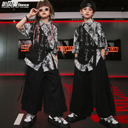 儿童街舞演出服小学生中国风表演服装男童潮服hiphop女童马甲酷帅