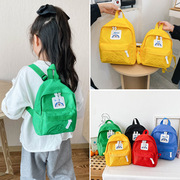 韩版简约纯色儿童双肩包校园男女童学生通用书包幼儿宝宝逛街背包