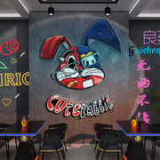 工业风清吧创意墙面装饰餐饮饭店烧烤小吃酒馆拍照区背景墙贴纸画