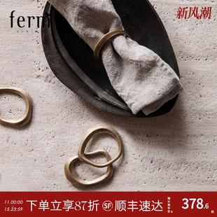 丹麦进口fermliving创意，黄铜西餐餐巾，环套装口布圈装饰席巾扣