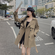 秋季 中年时尚韩版25至到45岁妈妈女装纯色双排扣长袖宽松型风衣