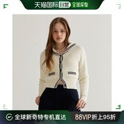 韩国直邮who.a.u短外套，steve女士海军领子，开襟毛衫whckd1