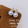 冰雪女王Jimmy Lin淡水珍珠耳钉10-11mm正圆强光S925纯银耳饰