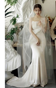 韩式新娘蕾丝头纱长款复古样片头纱新娘，超仙影楼婚纱摄影超仙头饰