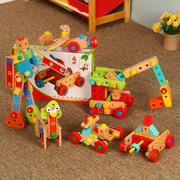 木质多功能螺母组合拆装组装多造型儿童益，智力木制男孩子拼装玩具
