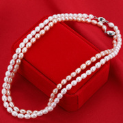 天然淡水珍珠项链女士，短款锁骨链颈链强光，送妈妈婆婆生日礼物