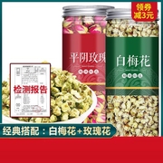 白梅花平阴玫瑰花茶组合2024绿萼梅茶绿梅花中药干花茉莉花罐装