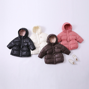 女童宝宝羽绒服中长款加厚连帽1-3-6-8岁小童装，22冬季外套