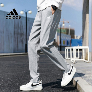 adidas阿迪达斯灰色直筒裤男裤，2024夏季薄款运动裤，宽松休闲裤子