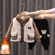 婴儿秋冬装三件套加绒套装0一1岁宝宝3儿童装男小童衣服冬季6个月