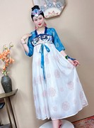中国风改良汉服连衣裙民族风重工刺绣中长款雪纺长裙