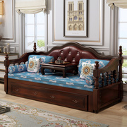 速发od59欧式实木沙发床，推拉可折叠坐卧两用简约床软包小户型双人
