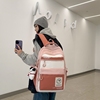 复古工装风大容量书包女韩版初高中学生撞色潮流双肩包男旅行背包