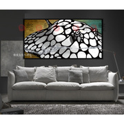 魟鱼装饰画带框平面油画布喷绘客厅办公室玄关渔场黑白点壁画