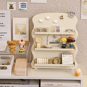 宿舍收纳书桌置物架多层桌面，展示架玩具摆件整理神器奶油铁艺托盘