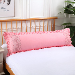 韩版粉色双人蕾丝花边，公主风枕套1.2m1.5m1.8米，荷叶边拉链长枕套