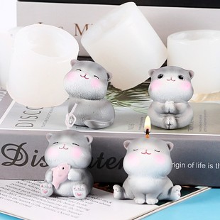 多款猫咪造型香薰蜡烛液态硅胶模具 diy桌面装饰摆件滴胶石膏模具
