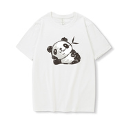 中国风纯棉国潮大熊猫图案短袖男女，夏季宽松半袖，体恤白色ins潮t恤