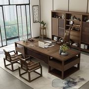 新中式办公桌椅组合实木，老板桌简约现代大班台高端总裁办公室