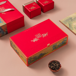 中式红茶半斤装礼盒，空盒包装盒正山小种，金骏眉茶叶包装盒空盒