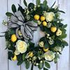 黄玫瑰(黄玫瑰)柠檬花环，编织植物花环欧美风格，道具摆件仿真树叶跨境独立站