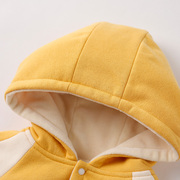 男童加绒连帽卫衣外套冬装儿童小童女宝宝加厚保暖款婴儿潮服上装