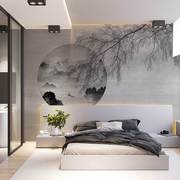 现代中式电视背景墙纸客厅装饰壁纸卧室墙布墨色山水床头背景壁画