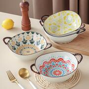 双耳面碗家用日式陶瓷防烫汤碗2023大号沙拉碗螺蛳粉碗餐具