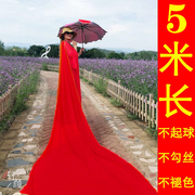 5米红色丝巾女薄4米雪纺纱巾3米时尚围巾超大纯色披肩防晒沙滩巾