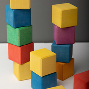 avdar小建筑师系列36块正方体实木，椴木男女孩儿童益智积木玩具