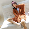桔熊秋冬季保暖针织罩衫，宽松蝙蝠袖中长款毛衣，外套女装大码fa2460