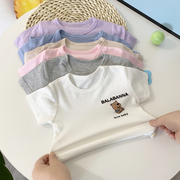 宝宝薄款短袖t恤婴幼儿柔软半袖上衣夏季莫代尔，男女小童衣服