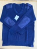 xf羊毛衫深蓝色v领套头，毛线衣(毛线衣)保暖针织衫冬季加厚打底毛衣