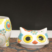美式乡村猫头鹰装饰可爱动物，陶瓷罐子摆件，创意客厅儿童房家居饰品