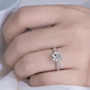 美国进口石莫桑(石莫桑)石钻戒(石，钻戒)女1克拉18k白金钻石戒指女六爪时尚个性