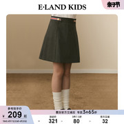 eland kids衣恋复古童装2024年春季女童美式A字条纹半身短裙