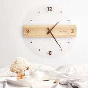 Tazxin创意北欧简约实木制亚克力玻璃钟表挂钟客厅家居墙钟装饰钟