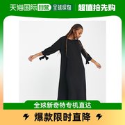 香港直邮潮奢monki女士monki打结领袖罩衫式中长连衣裙(黑色)