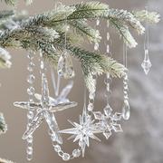 圣诞节装饰品圣诞树挂件，场景氛围布置道具冰晶，雪花五角星挂饰套餐