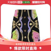 香港直邮Versace 女士Versace 图案印花纽扣迷你裙