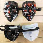 万圣节发光面具冷光黑色V字PVC出口加工鬼步舞面具上胶水发光面具
