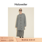 秋冬上新Holzweiler女士深灰色中长款版型Passage毛绒针织开衫