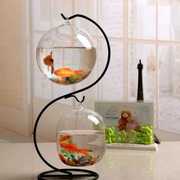 办公室鱼缸悬挂水培玻璃，吊瓶微景观生态瓶铁架，家用欧式桌面0920v
