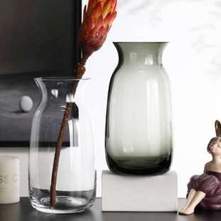 轻奢玻璃花瓶水培花器北欧餐桌创意装饰摆件客厅简约干花插花花瓶
