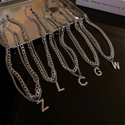 26个字母情侣钛钢项链女小众设计感毛衣链韩国ins冷淡风锁骨链