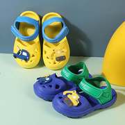宝宝凉鞋夏季男童挖掘机可爱包头沙滩鞋婴幼儿女童室内外防滑凉拖