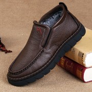 新老北京布鞋冬季男款棉鞋加厚加绒兔毛男士中老父亲靴橡胶防滑仿